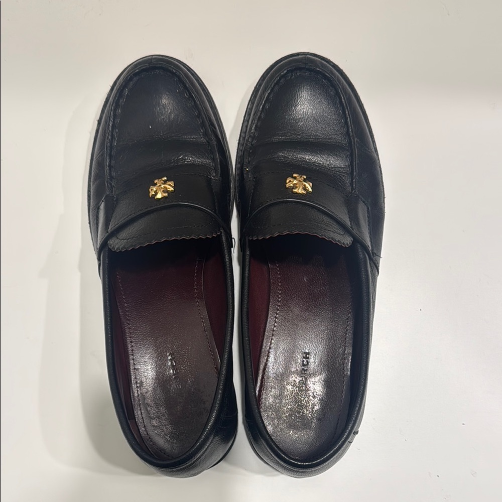 Tory Burch Black and Gold Loafers Slip-On